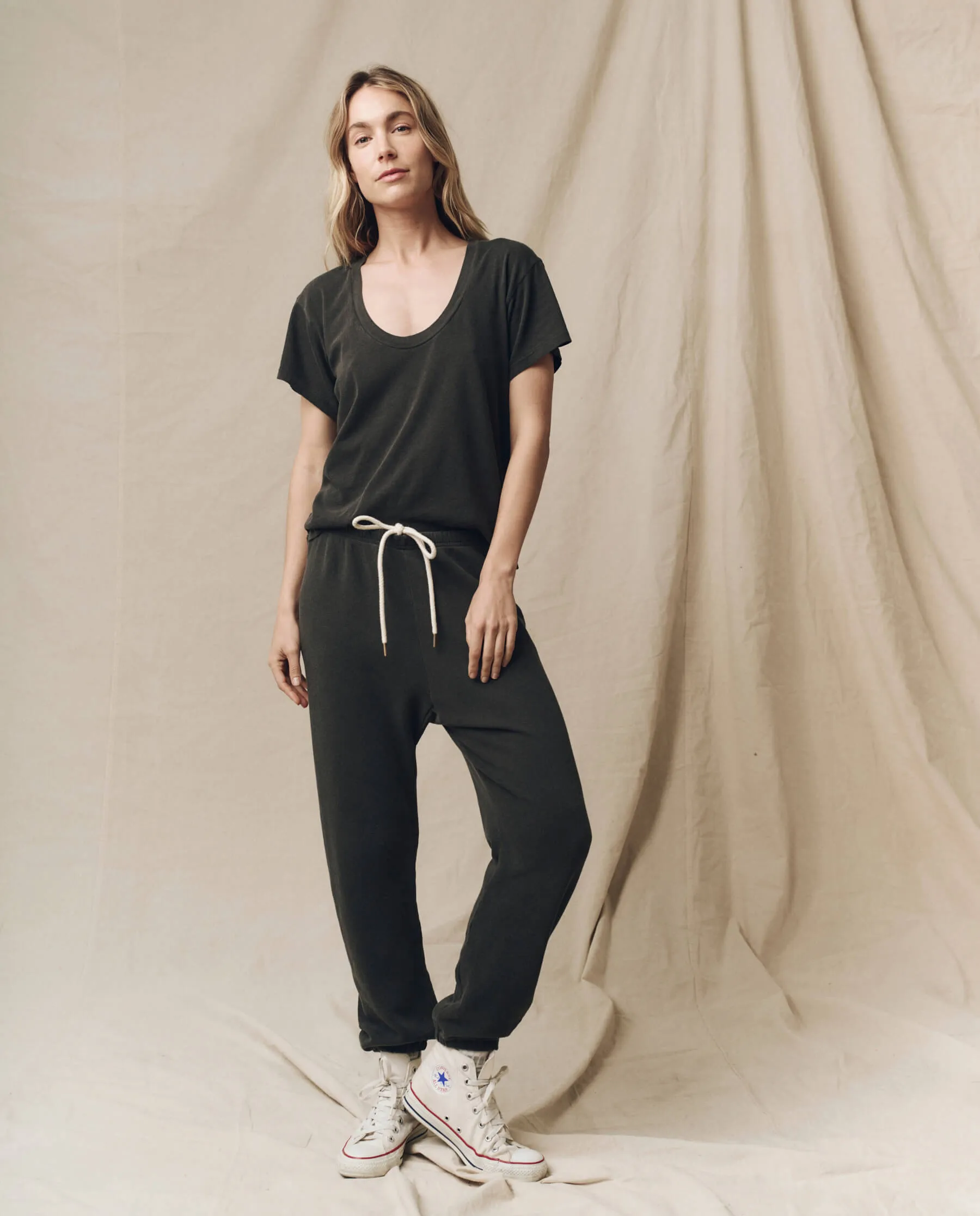 The Slim U-Neck Tee. Solid -- Washed Black