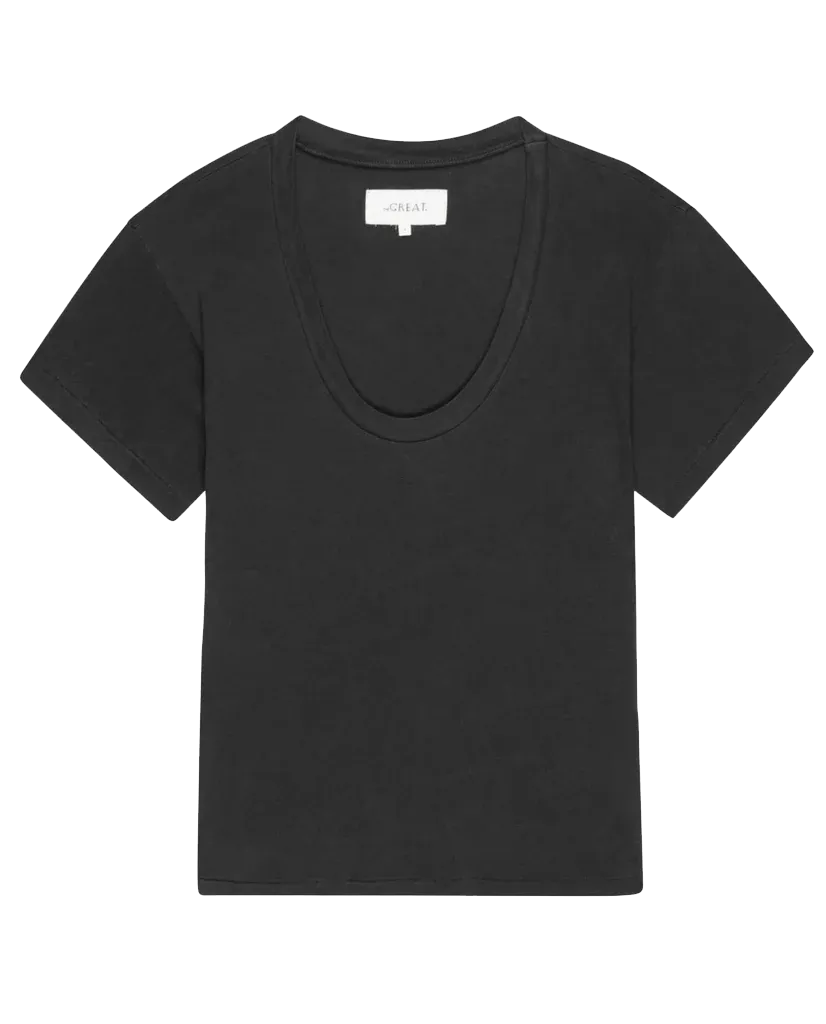 The Slim U-Neck Tee. Solid -- Washed Black