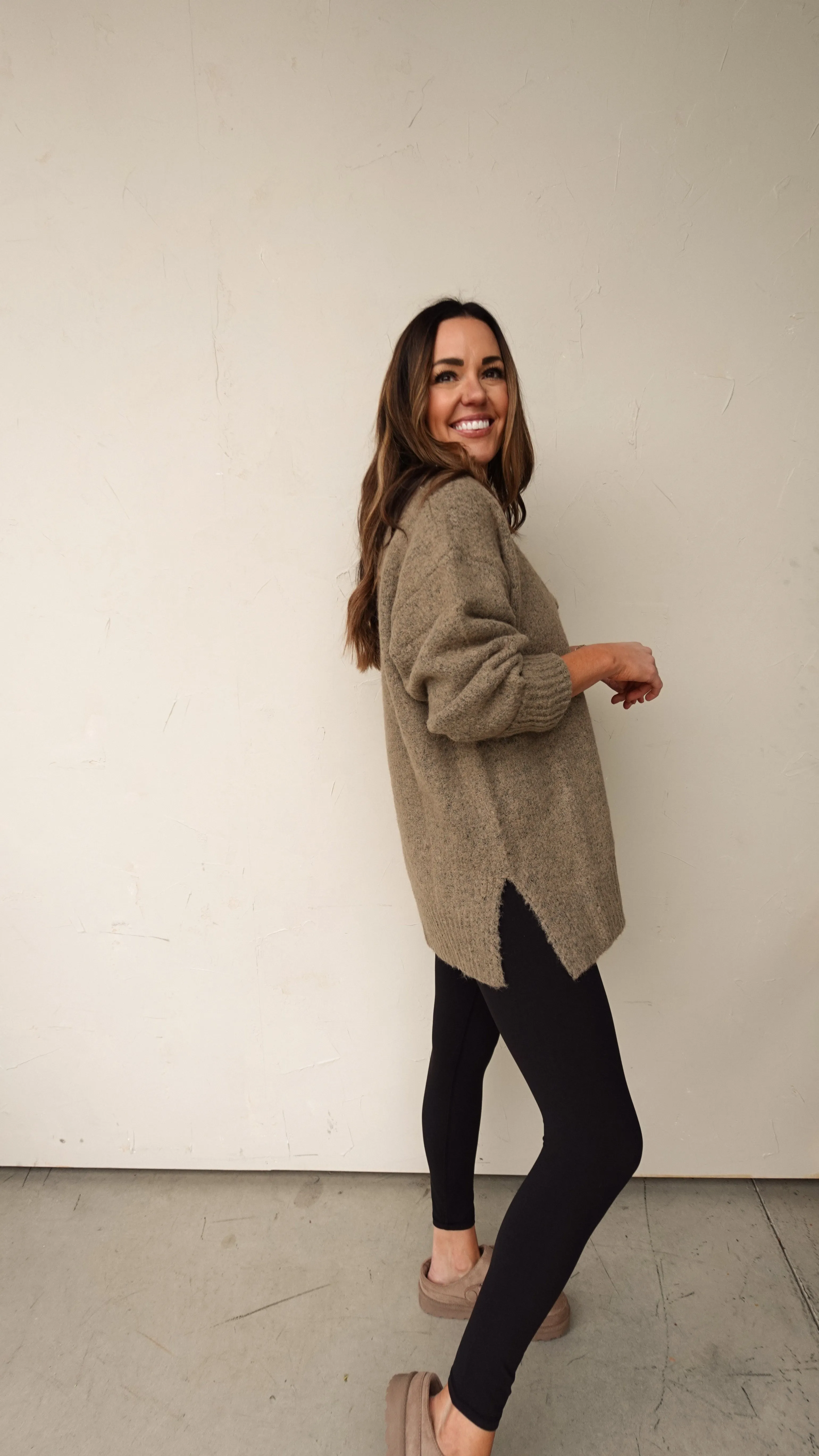 V-Neck Slouchy Taupe Sweater