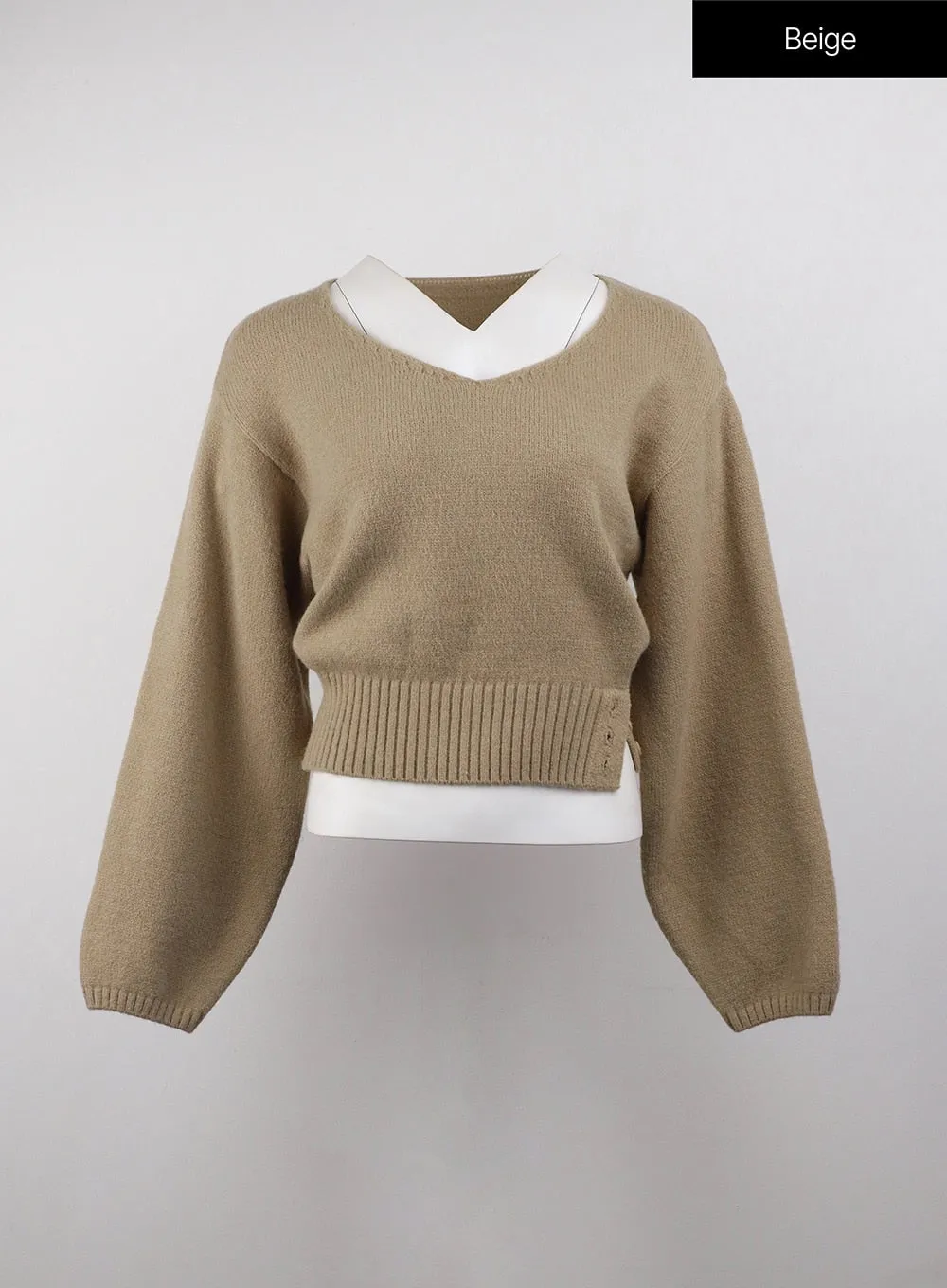 V-Neck Solid Sweater OJ411