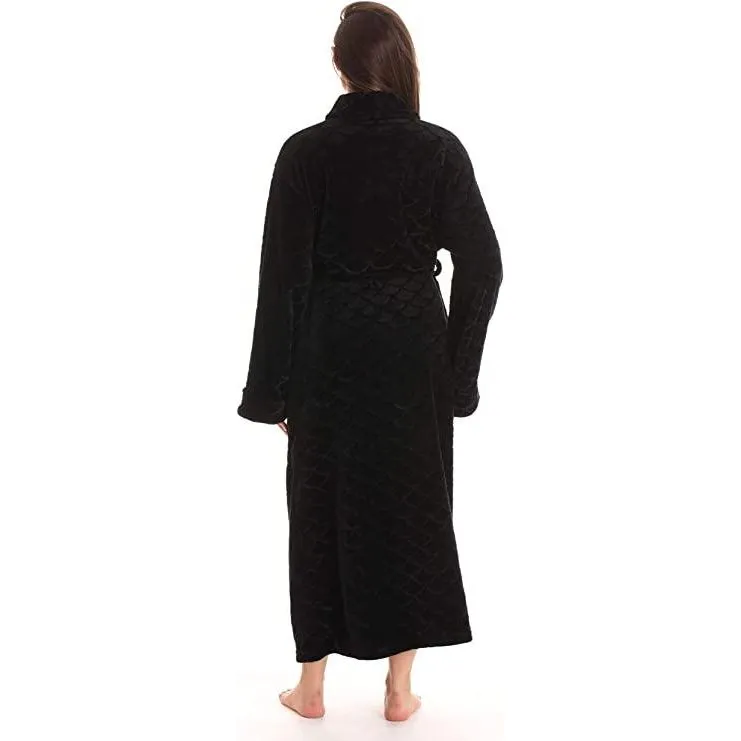 Velour Kimono Hooded Bath Robes for Women Maxi Length