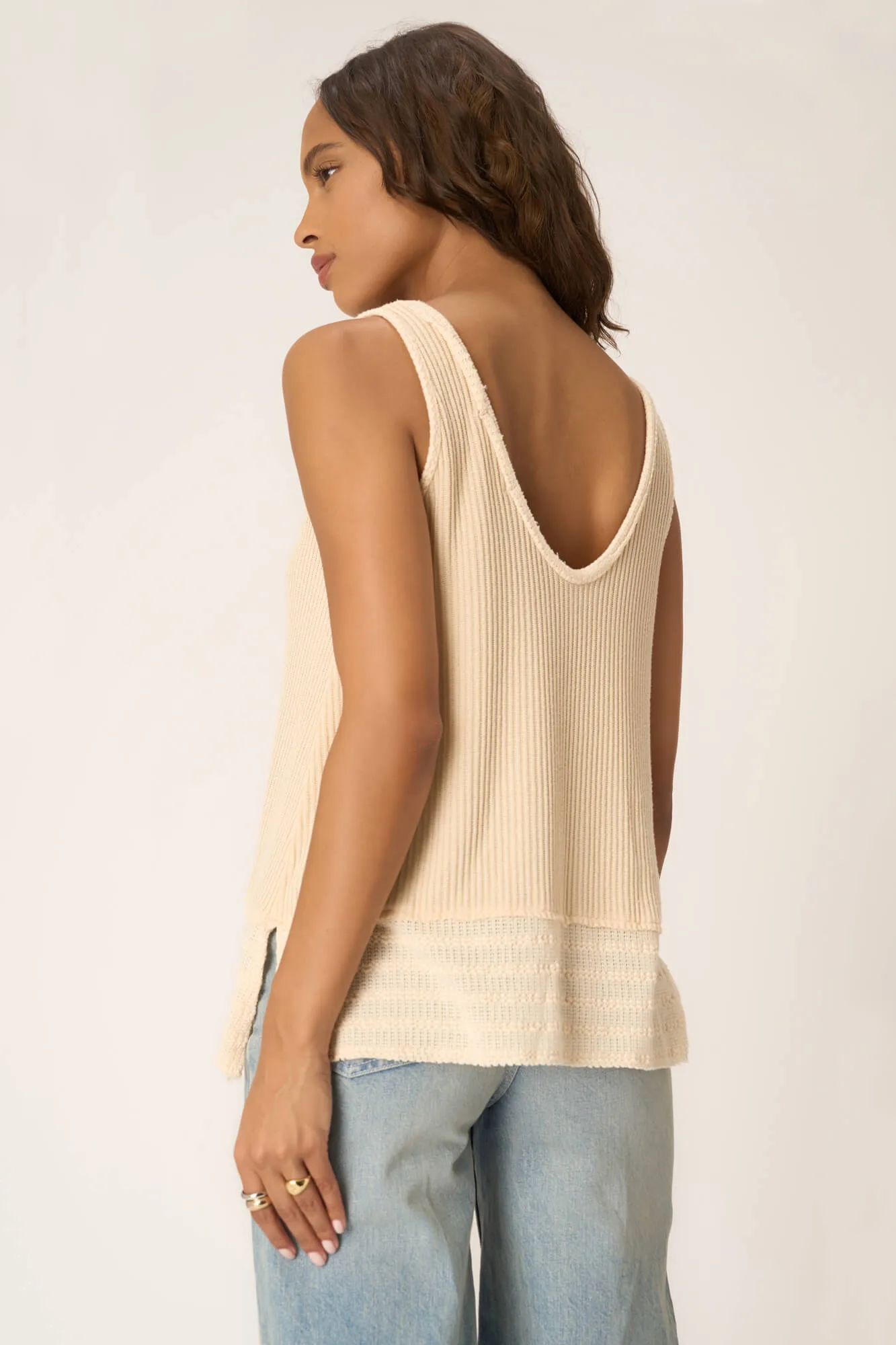 Weekend Vibes Sweater Rib Tank - Chalk